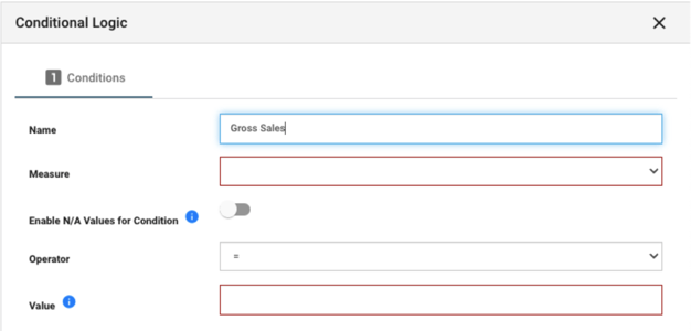 Conditional Logic- Conditions modal