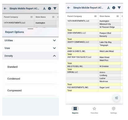 Mirus Mobile Density settings