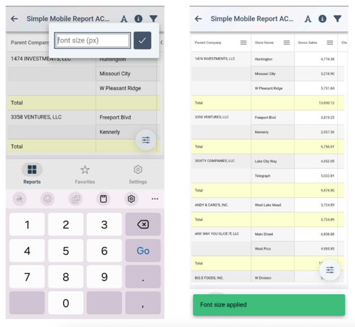 Mirus Mobile Font Size