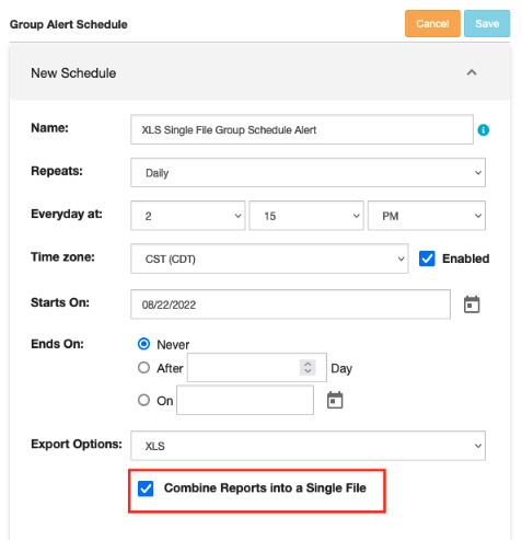 Mirus XLS Single File Group Alert Option